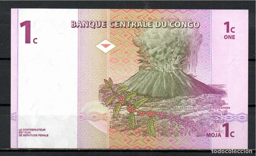 Billetes extranjeros: CONGO 1987, 1 C&Eacute;NTIME, P-80a, SC-UNC, 2 ESCANER - Foto 2