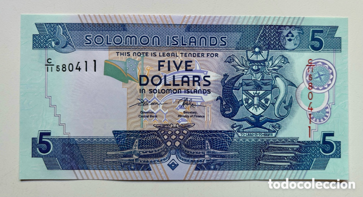 Billetes extranjeros: Billete ISLAS SALOMON 5 Dolares (2004-2018) SC Solomon