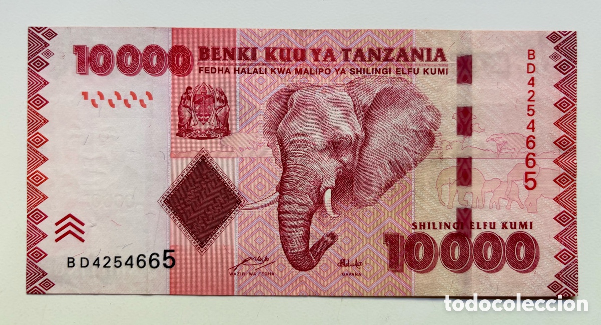 Billetes extranjeros: Billete TANZANIA 10000 Chelines (2010) Shilingi