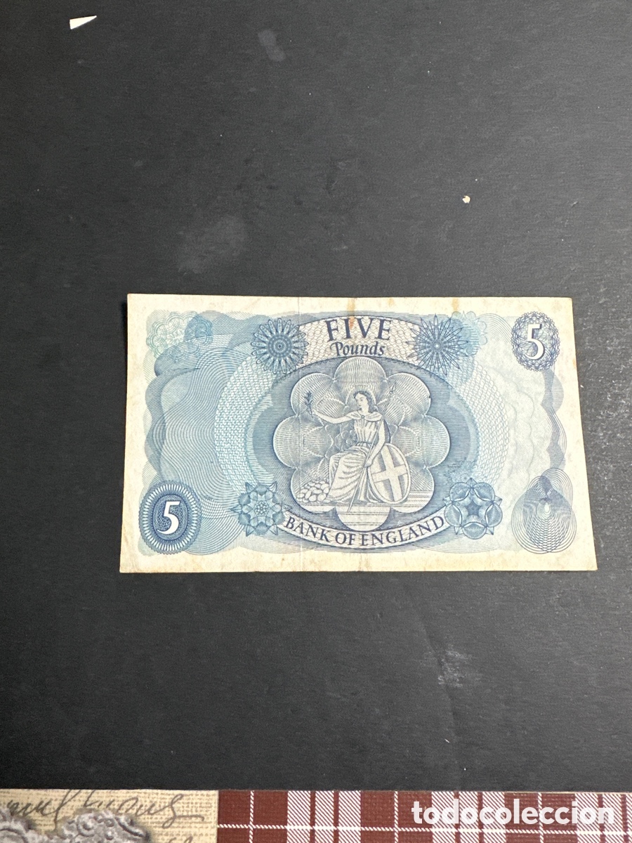 Billetes extranjeros: Billete de Inglaterra de 5 libras a&ntilde;o 1967 - Foto 2
