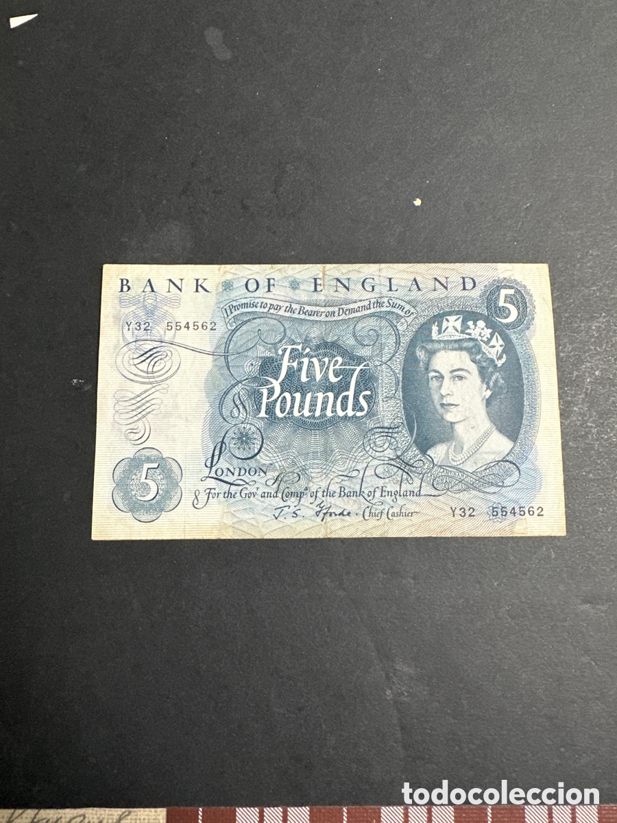 Billetes extranjeros: Billete de Inglaterra de 5 libras a&ntilde;o 1967 - Foto 1
