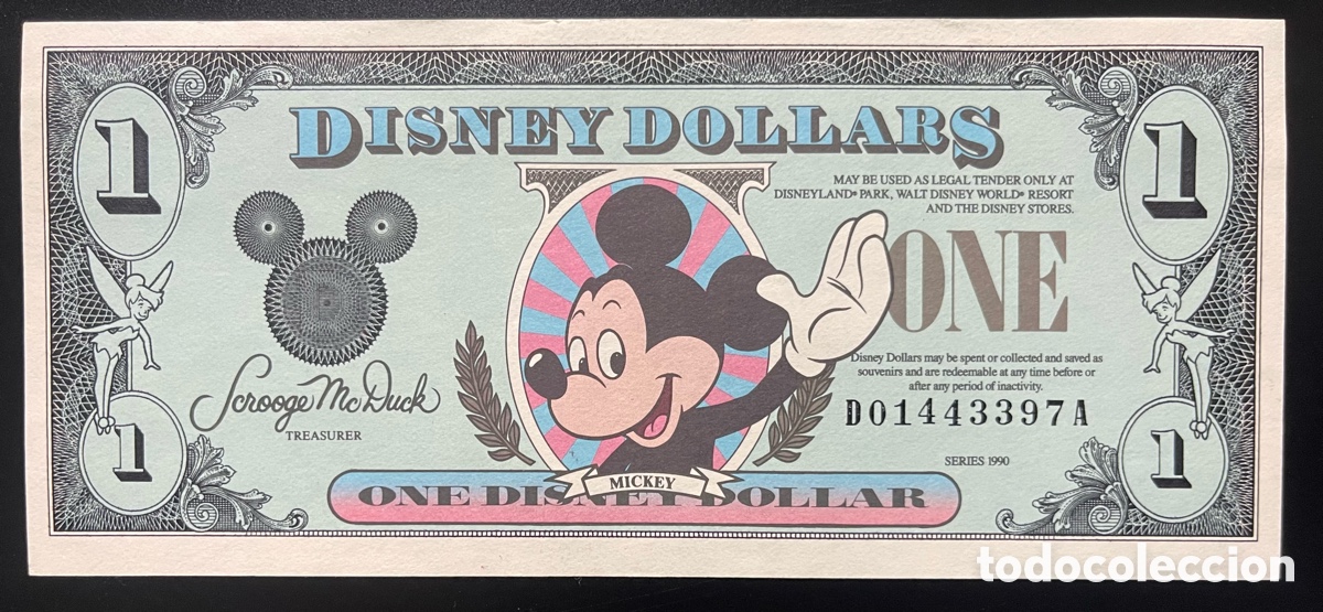 Billetes extranjeros: CMC 1 D&Oacute;LAR 1990 DISNEY (MICKEY MOUSE) SC - Foto 1