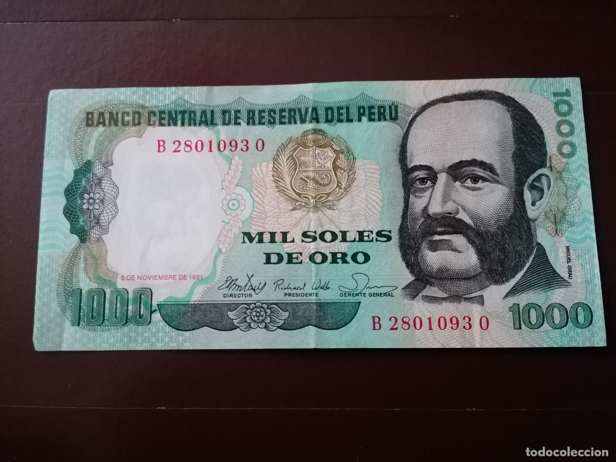 Billetes extranjeros: Billete, Peru, 1000 Soles ,1981, sin circular- - Foto 1