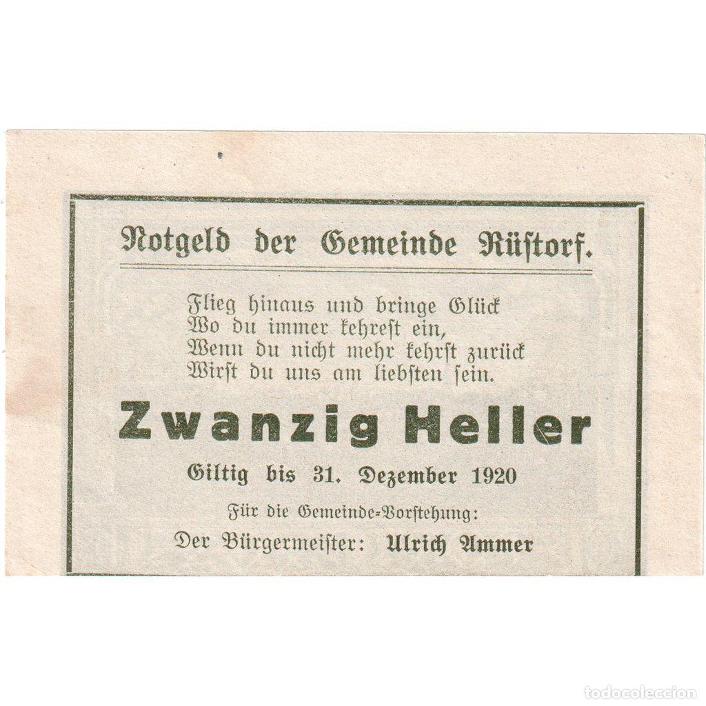 Billetes extranjeros: [#1290147] Austria, Rustorf, 20 Heller, 1920-12-31, SC - Foto 1