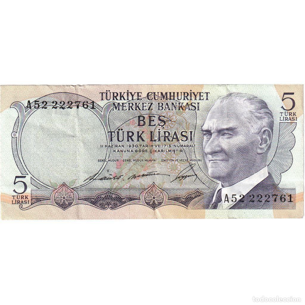 Billetes extranjeros: [#1290486] Turqu&iacute;a, 5 Lira, EBC - Foto 1