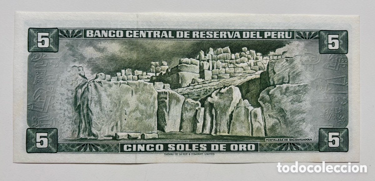 Billetes extranjeros: Billete PERU 5 Soles 1974 SC - Foto 2