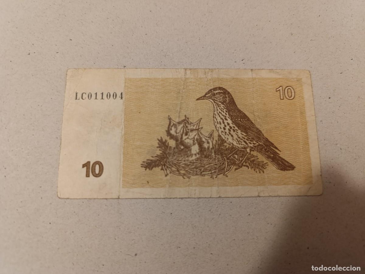 Billetes extranjeros: Billete Lituania, 10 talonas, a&ntilde;o 1992 - Foto 1