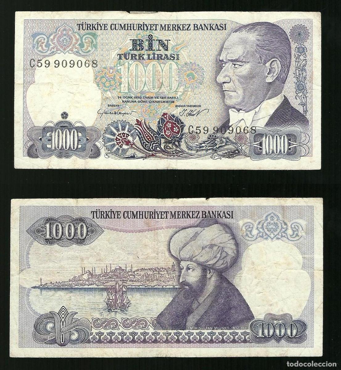 Notas Internacionais: Turchia - 1000 Lirasi 1970 - Used pick. 196