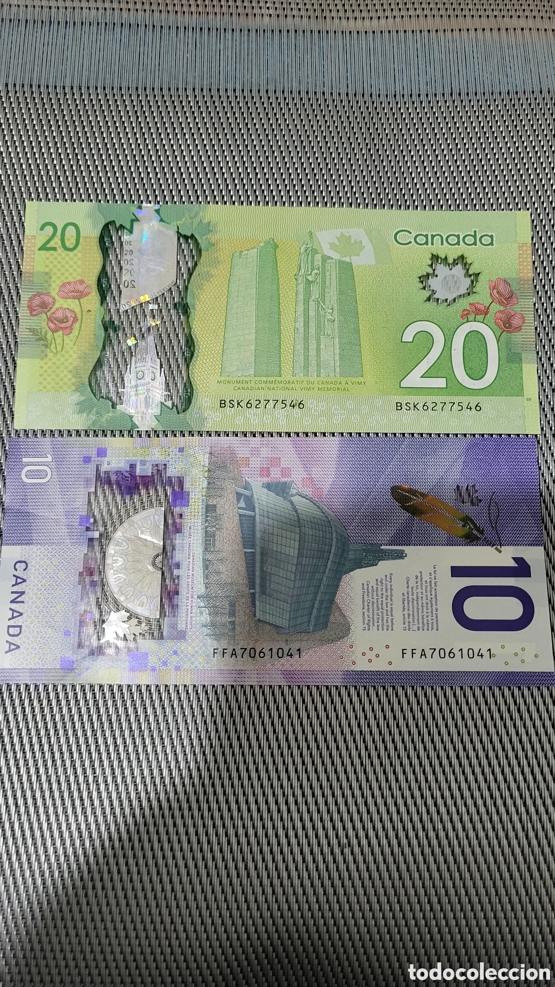 Billetes extranjeros: Billetes 10/20 D&oacute;lares Canada - Foto 2