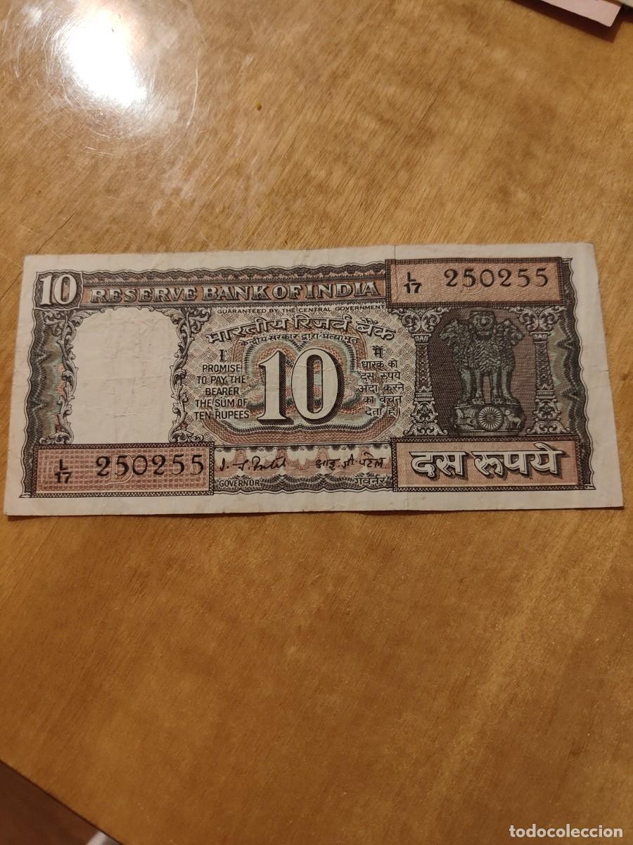 Billetes extranjeros: Billete 10 rupias indias - Foto 1