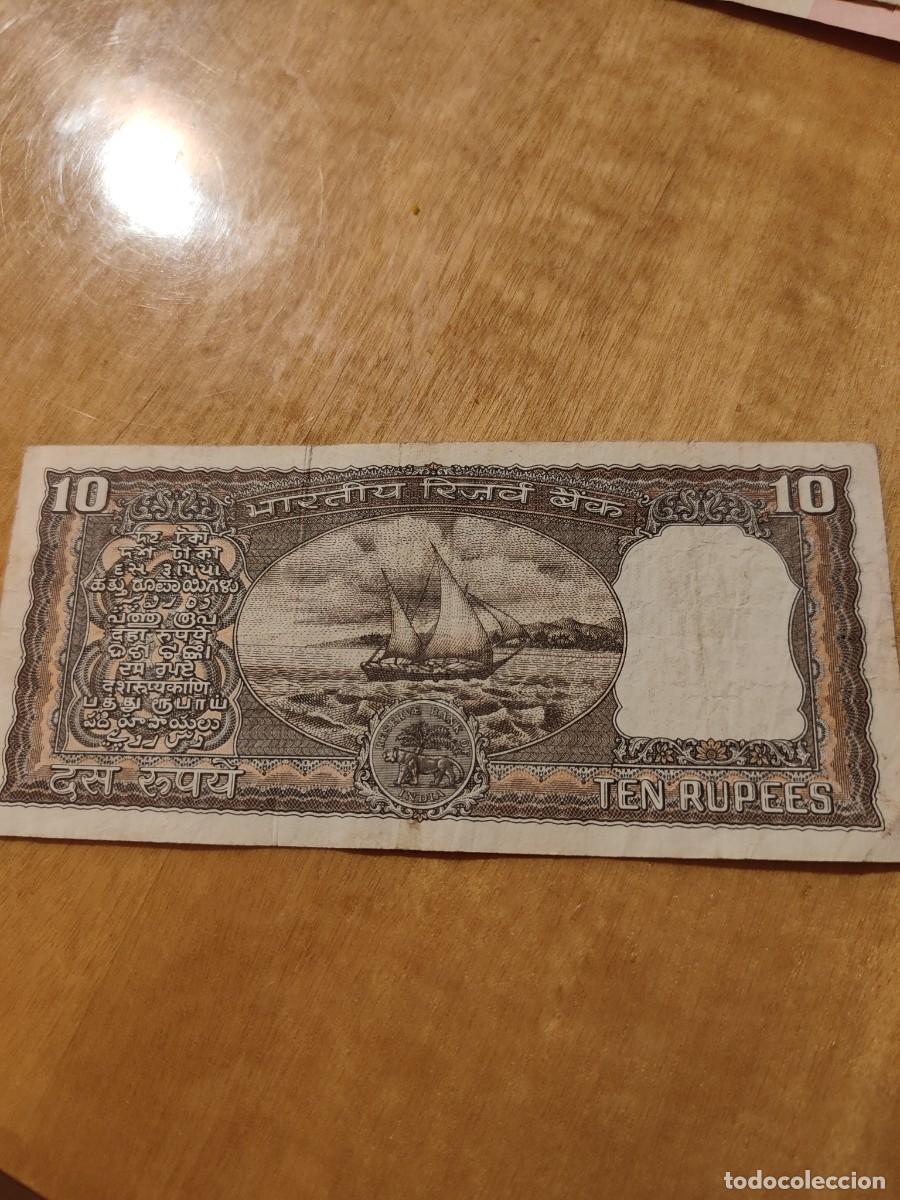 Billetes extranjeros: Billete 10 rupias indias - Foto 2