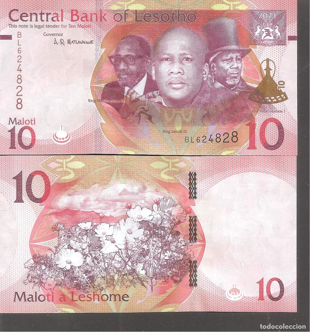 Billetes extranjeros: Billete LESOTHO 10 Maloti 2021 SC / UNC - Foto 1