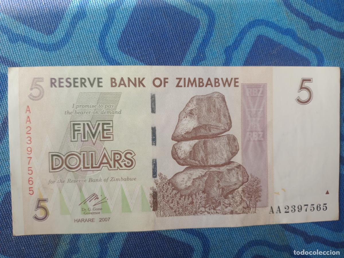 Billetes extranjeros: ZIMBABWE 5 DOLLARS 2007 EBC - Foto 1
