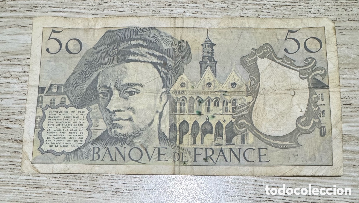 Billetes extranjeros: 50 francos franceses 1991 - Foto 2