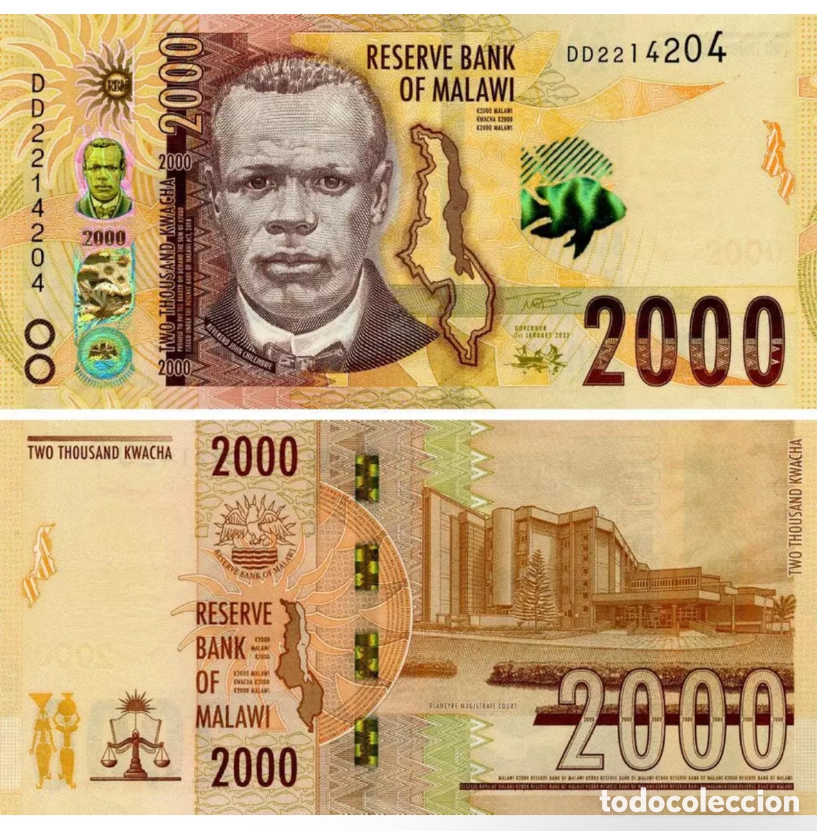 Billetes extranjeros: Billete MALAWI 2000 Kwacha 2022 SC - Foto 1
