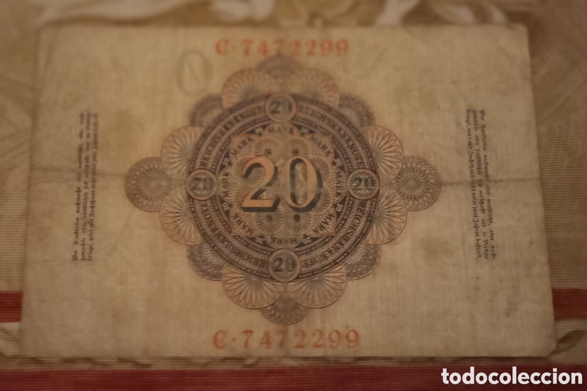 Billetes extranjeros: Imperio Alem&aacute;n 1905, billete de 20 marcos - Circulado - Foto 2
