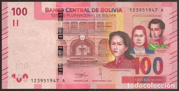 Billetes extranjeros: BOLIVIA. 100 bolivianos 2018. Pick 251. S/C. Paraba azul.