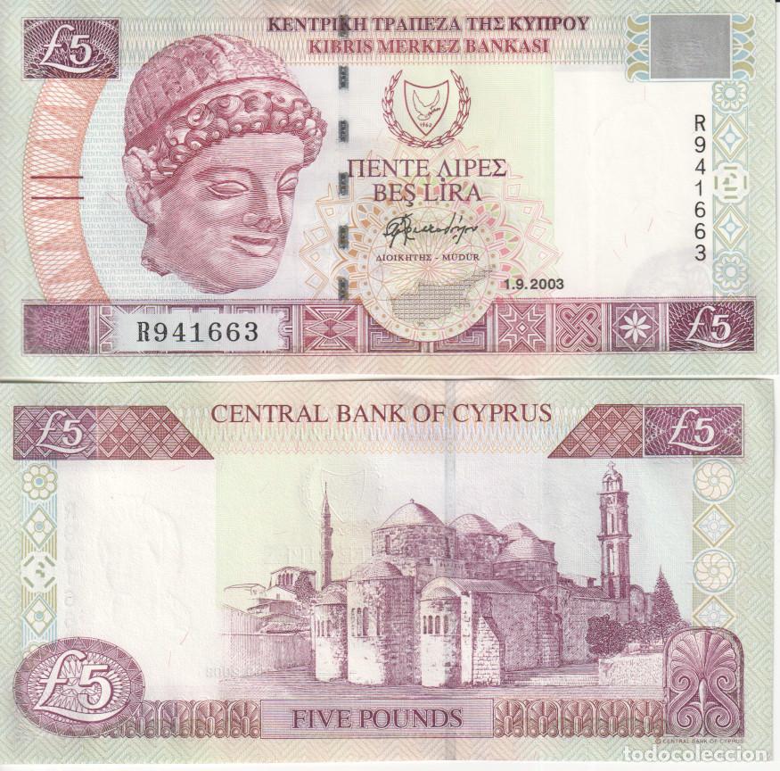 Billetes extranjeros: Chipre 5 lira del 2003 Pick 616 SC/UNC - Foto 1