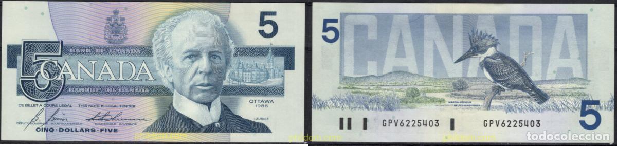Billetes extranjeros: 8383 CANADA 1986 CANADA 5 DOLLARS 1986 - Foto 1