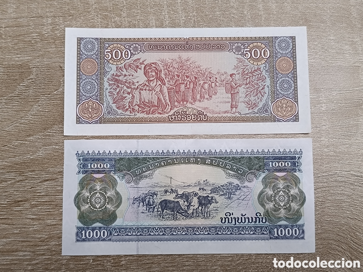 Billetes extranjeros: Lote 2 billetes Laos sc - Foto 2