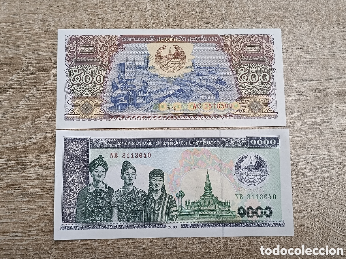 Billetes extranjeros: Lote 2 billetes Laos sc - Foto 1
