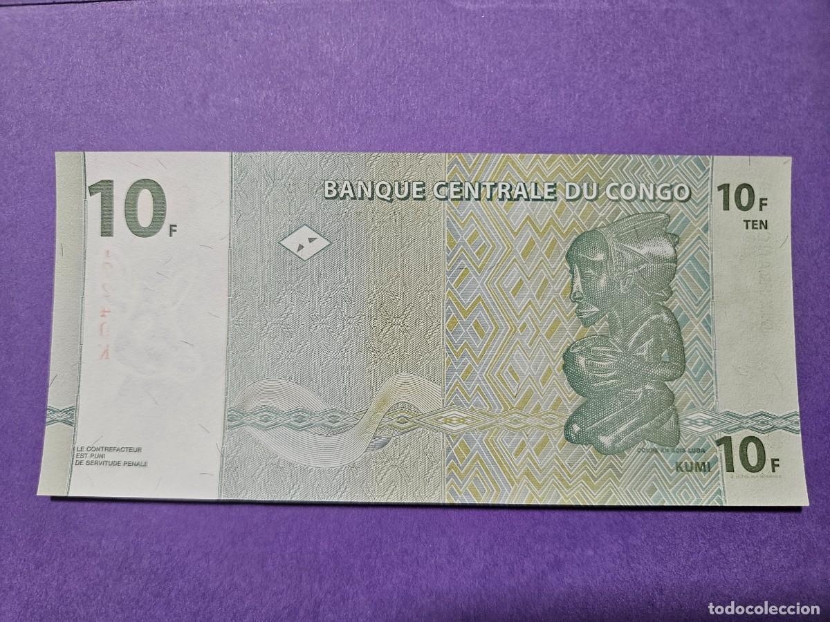 Billetes extranjeros: CONGO 10 FRANCOS 1997 S/C KM=87 - Foto 2