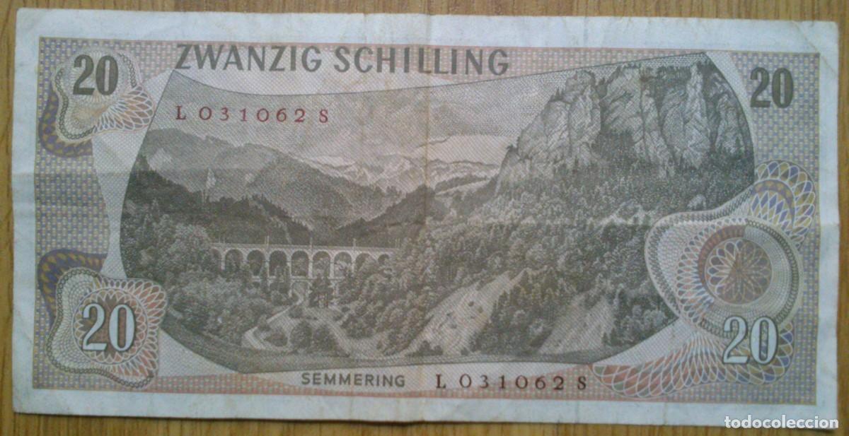 Billetes extranjeros: BILLETE 20 SCHILLING. AUSTRIA 1967 - Foto 2