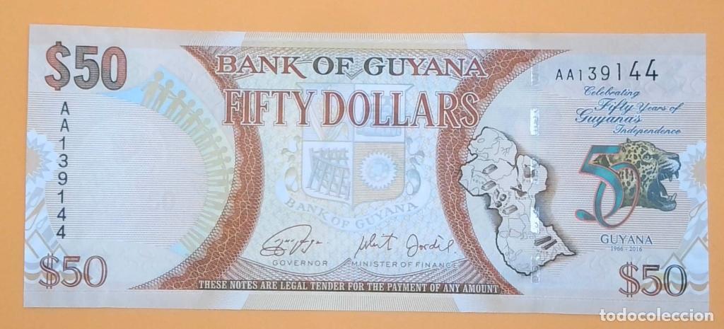 Billetes extranjeros: Guyana, 50 Dollars 2016 - P41 - (SC / UNC) [AA139144] - Foto 1