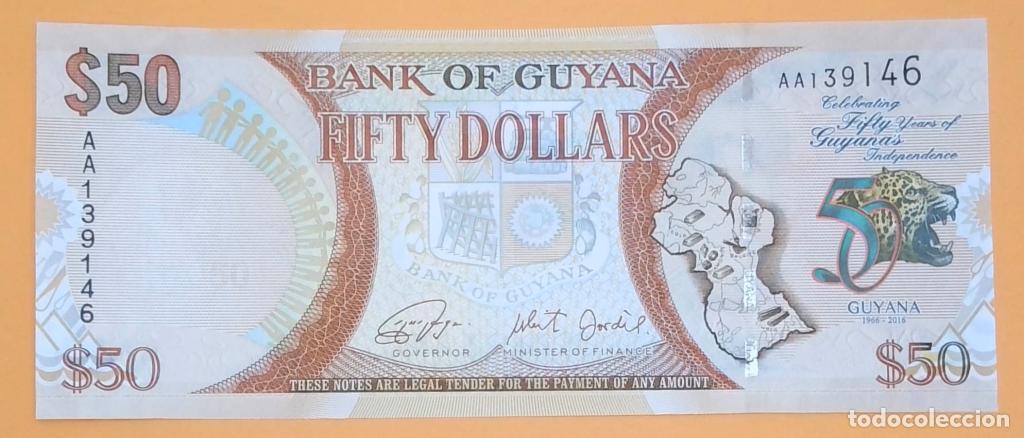 Billetes extranjeros: Guyana, 50 Dollars 2016 - P41 - (SC / UNC) [AA139146] - Foto 1
