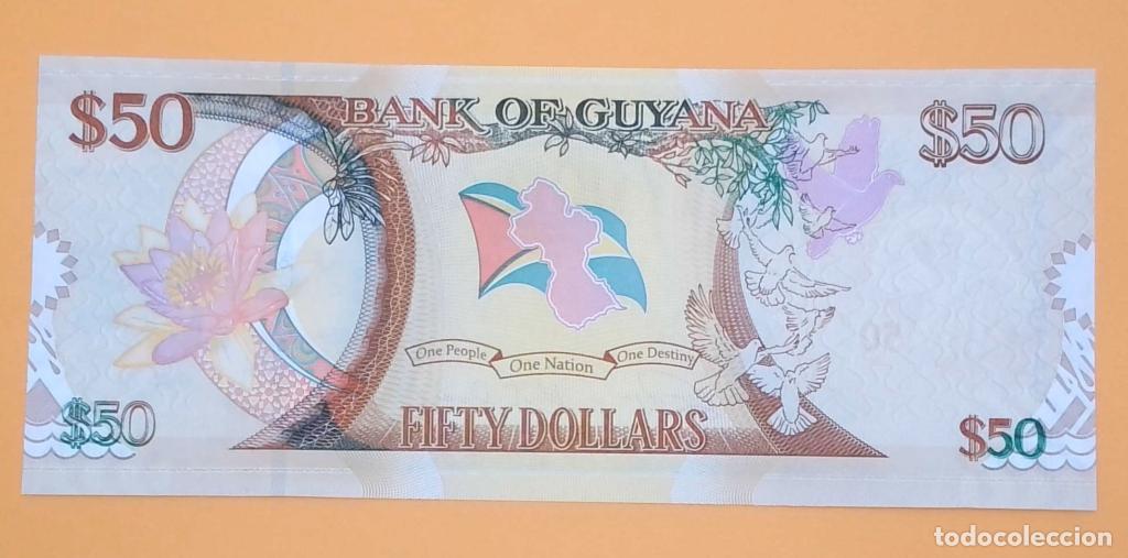 Billetes extranjeros: Guyana, 50 Dollars 2016 - P41 - (SC / UNC) [AA139142] - Foto 2