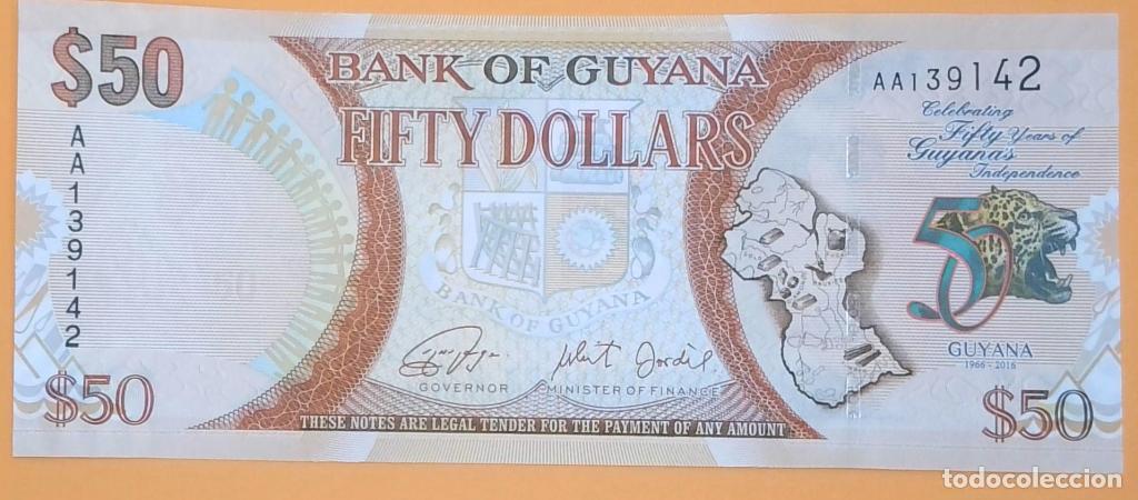 Billetes extranjeros: Guyana, 50 Dollars 2016 - P41 - (SC / UNC) [AA139142] - Foto 1