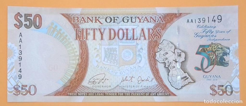Billetes extranjeros: Guyana, 50 Dollars 2016 - P41 - (SC / UNC) [AA139149] - Foto 1