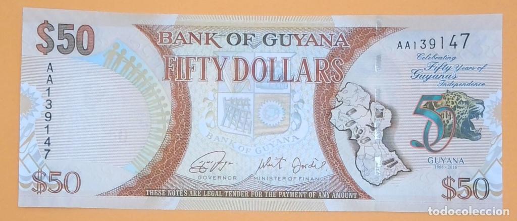 Billetes extranjeros: Guyana, 50 Dollars 2016 - P41 - (SC / UNC) [AA139147] - Foto 1