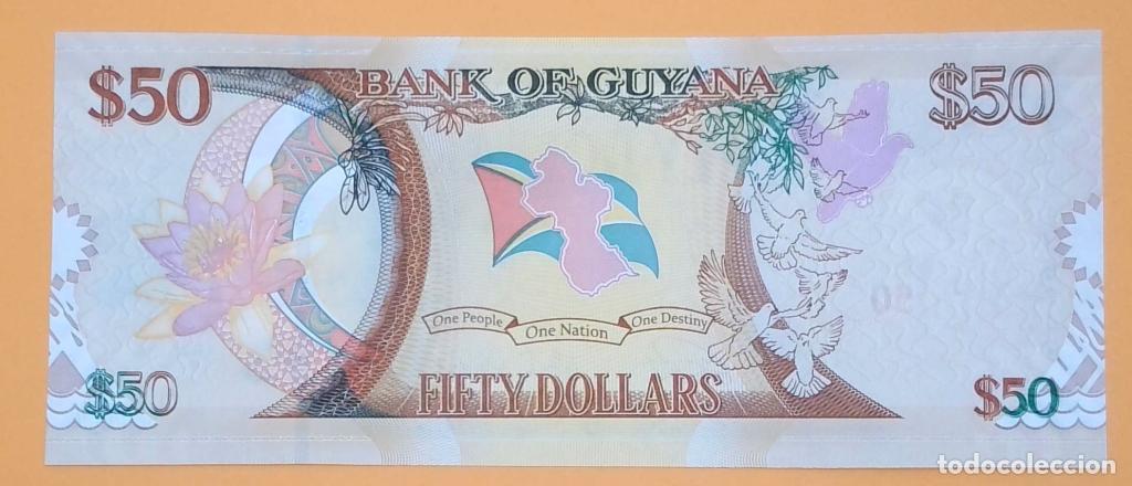 Billetes extranjeros: Guyana, 50 Dollars 2016 - P41 - (SC / UNC) [AA139143] - Foto 2