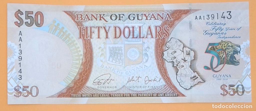 Billetes extranjeros: Guyana, 50 Dollars 2016 - P41 - (SC / UNC) [AA139143] - Foto 1