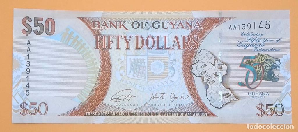 Billetes extranjeros: Guyana, 50 Dollars 2016 - P41 - (SC / UNC) [AA139145] - Foto 1