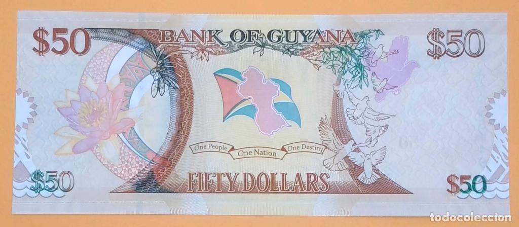 Billetes extranjeros: Guyana, 50 Dollars 2016 - P41 - (SC / UNC) [AA139148] - Foto 2