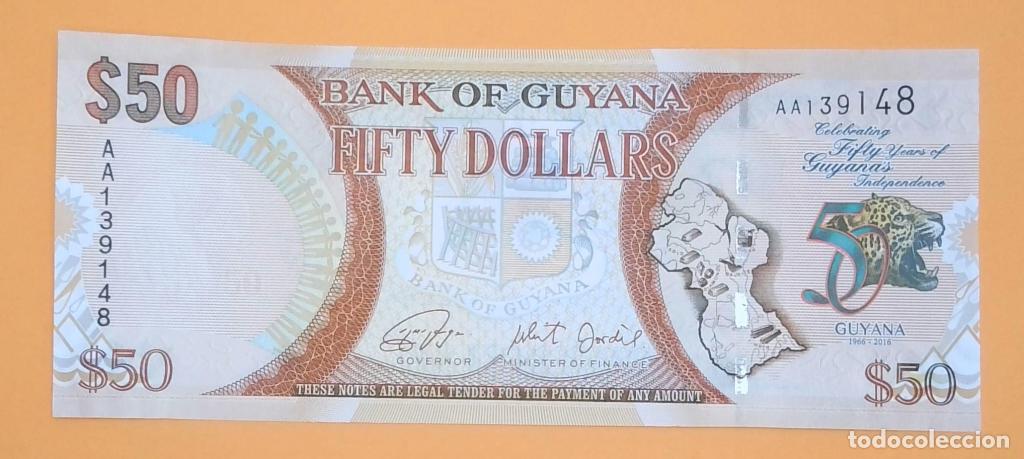 Billetes extranjeros: Guyana, 50 Dollars 2016 - P41 - (SC / UNC) [AA139148] - Foto 1