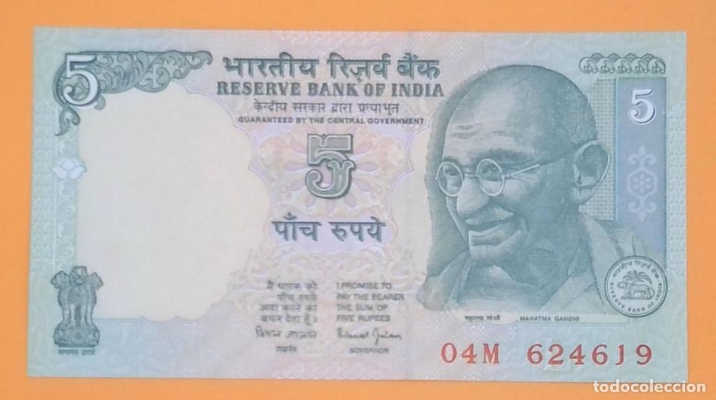 Billetes extranjeros: India, 5 Rupees ND - 88Ab - (SC / UNC) [04M624619] - Foto 1