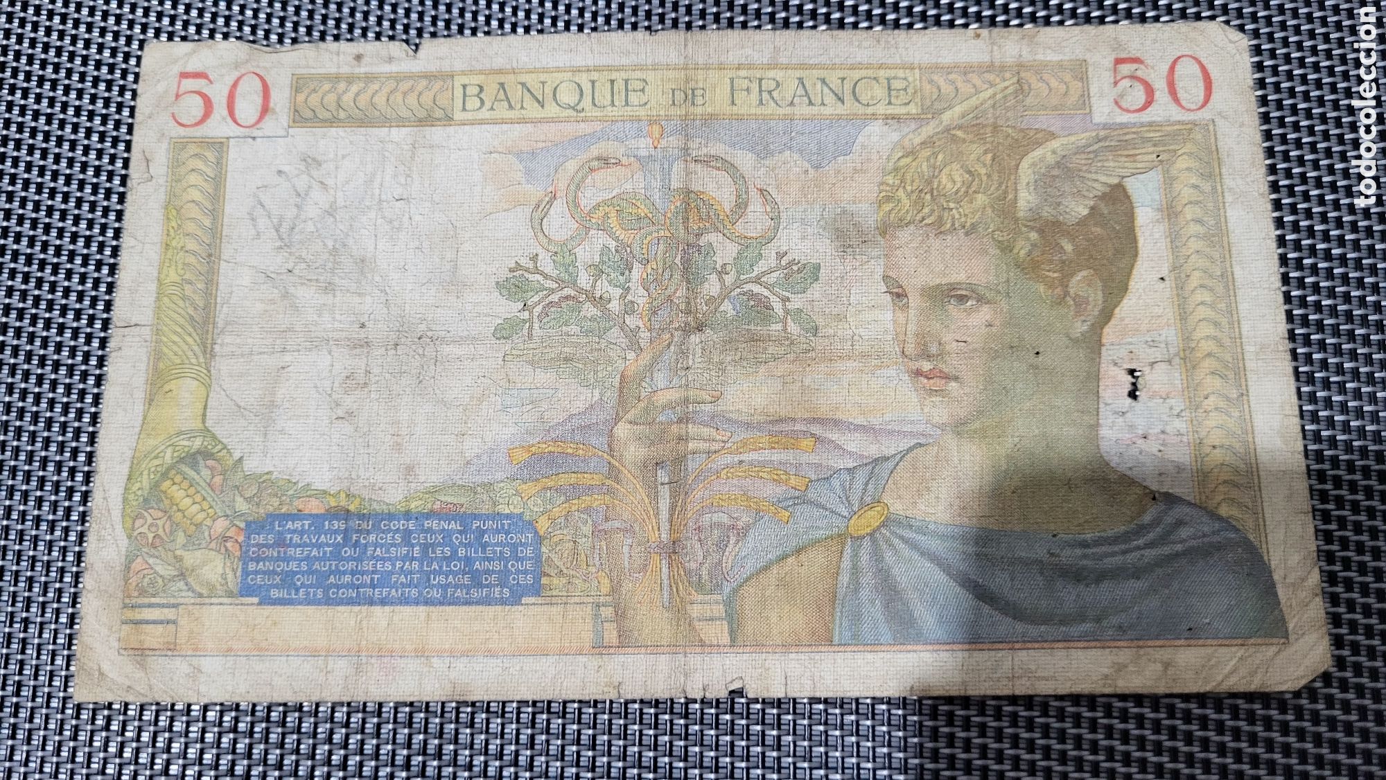 Billetes extranjeros: Billete 50 francs Francia 1935 - Foto 2