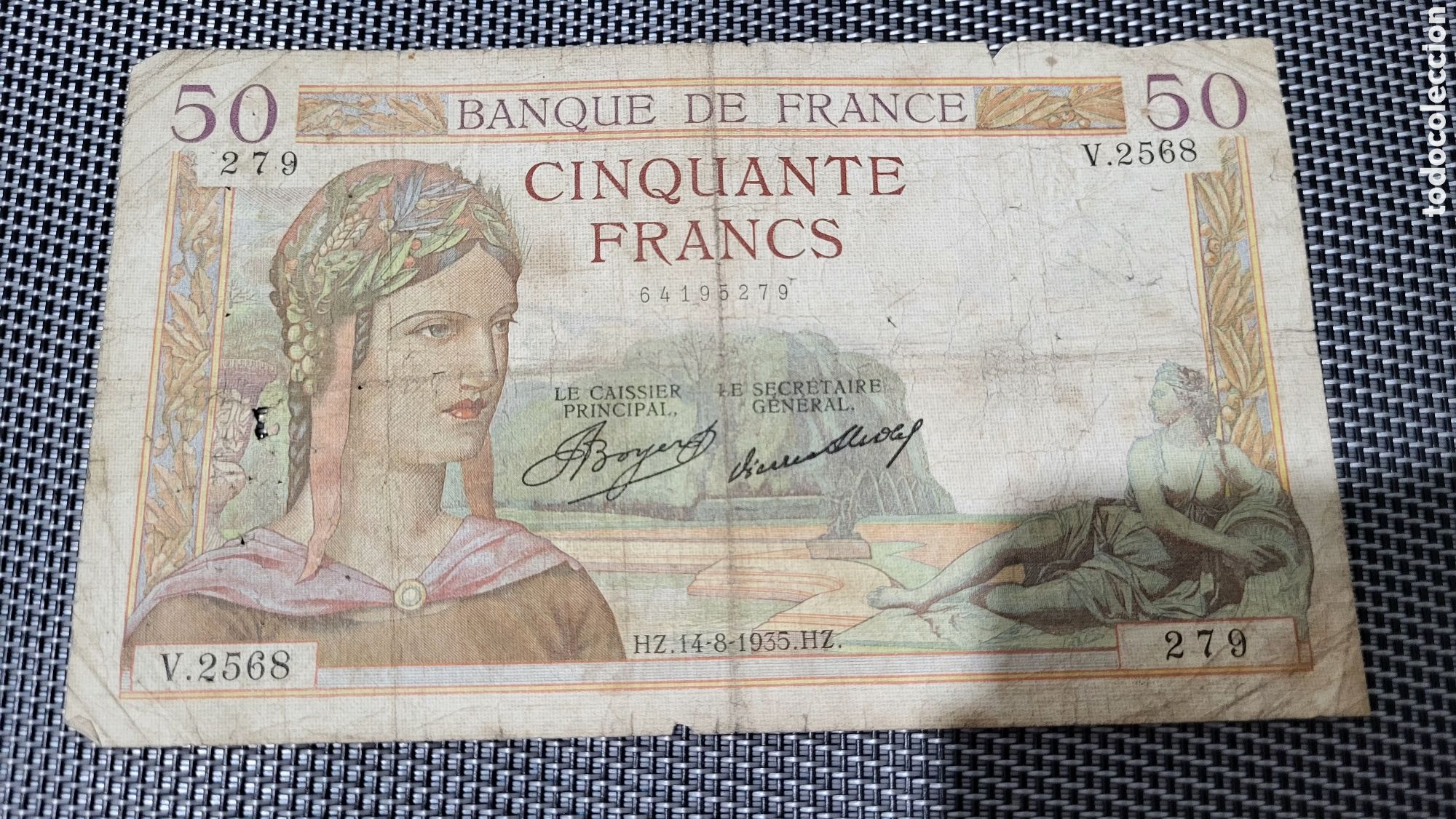 Billetes extranjeros: Billete 50 francs Francia 1935 - Foto 1