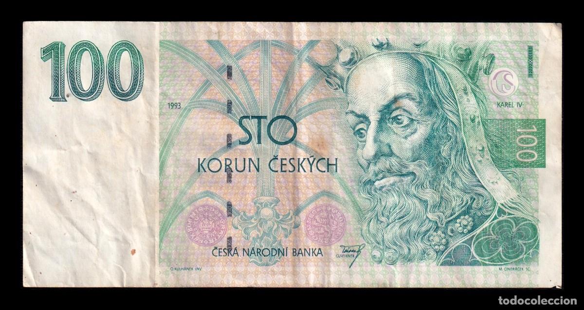 Billetes extranjeros: Rep&uacute;blica Checa 100 Coronas 1993 Pick 5 Mbc Vf - Foto 1