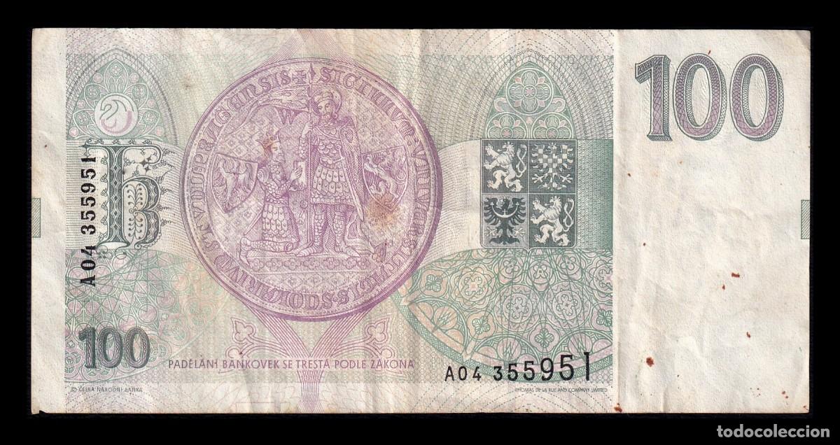 Billetes extranjeros: Rep&uacute;blica Checa 100 Coronas 1993 Pick 5 Mbc Vf - Foto 2