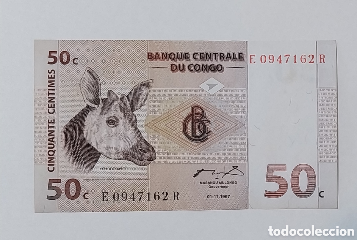 Billetes extranjeros: Billete original % congo