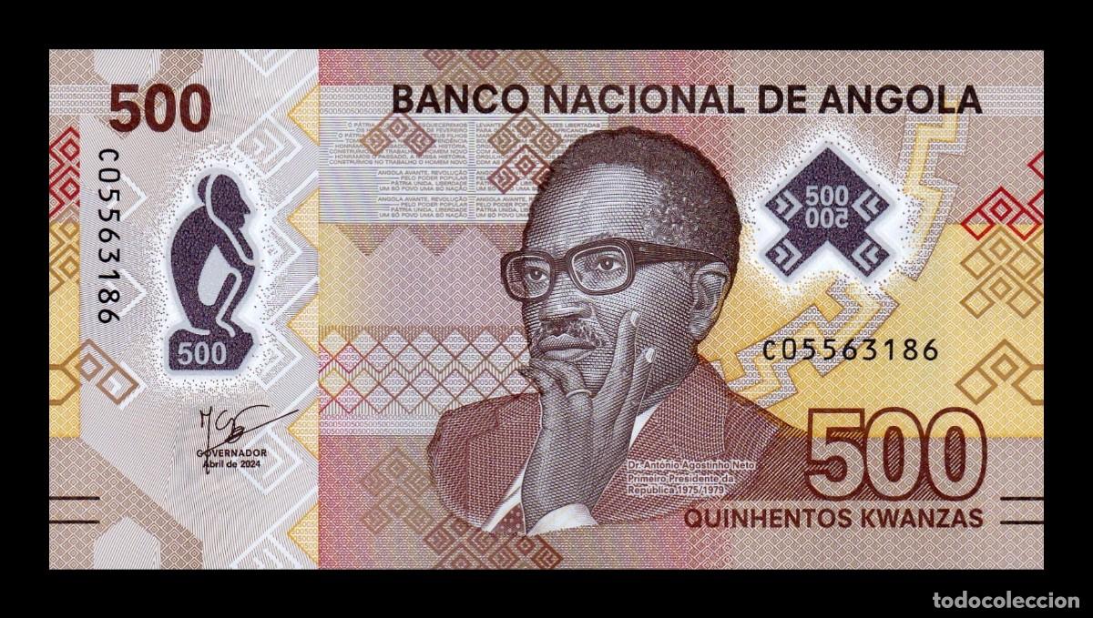 Billetes extranjeros: Angola 500 Kwanzas Ant&oacute;nio Agostinho 2024 (2025) Pick 161b Nuevo Pol&iacute;mero Sc Unc