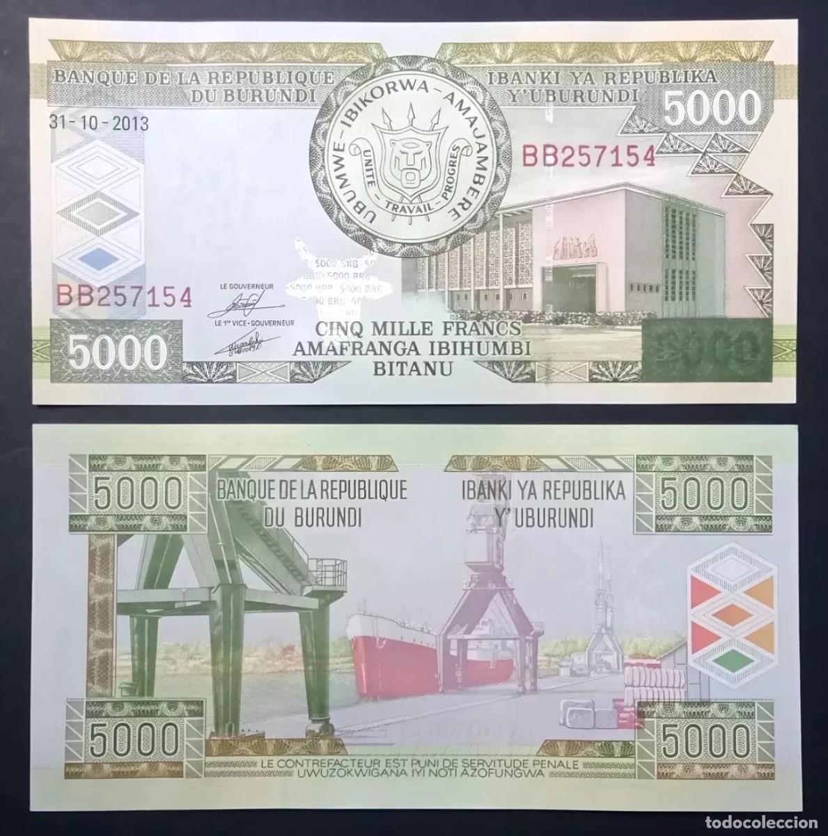 Billetes extranjeros: BURUNDI 5000 FRANCOS 2013 SC/UNC - Foto 1
