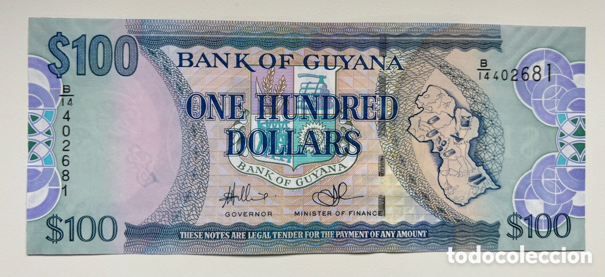 Billetes extranjeros: Billete GUYANA 100 Dolares n/d SC - Foto 1