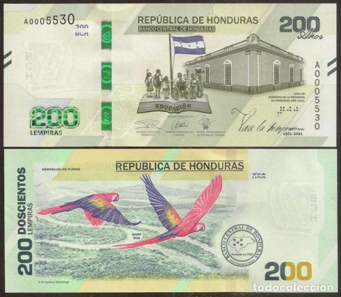 Billetes extranjeros: HONDURAS. Conmemorativo 200 lempiras 24.10. 2019. S/C.