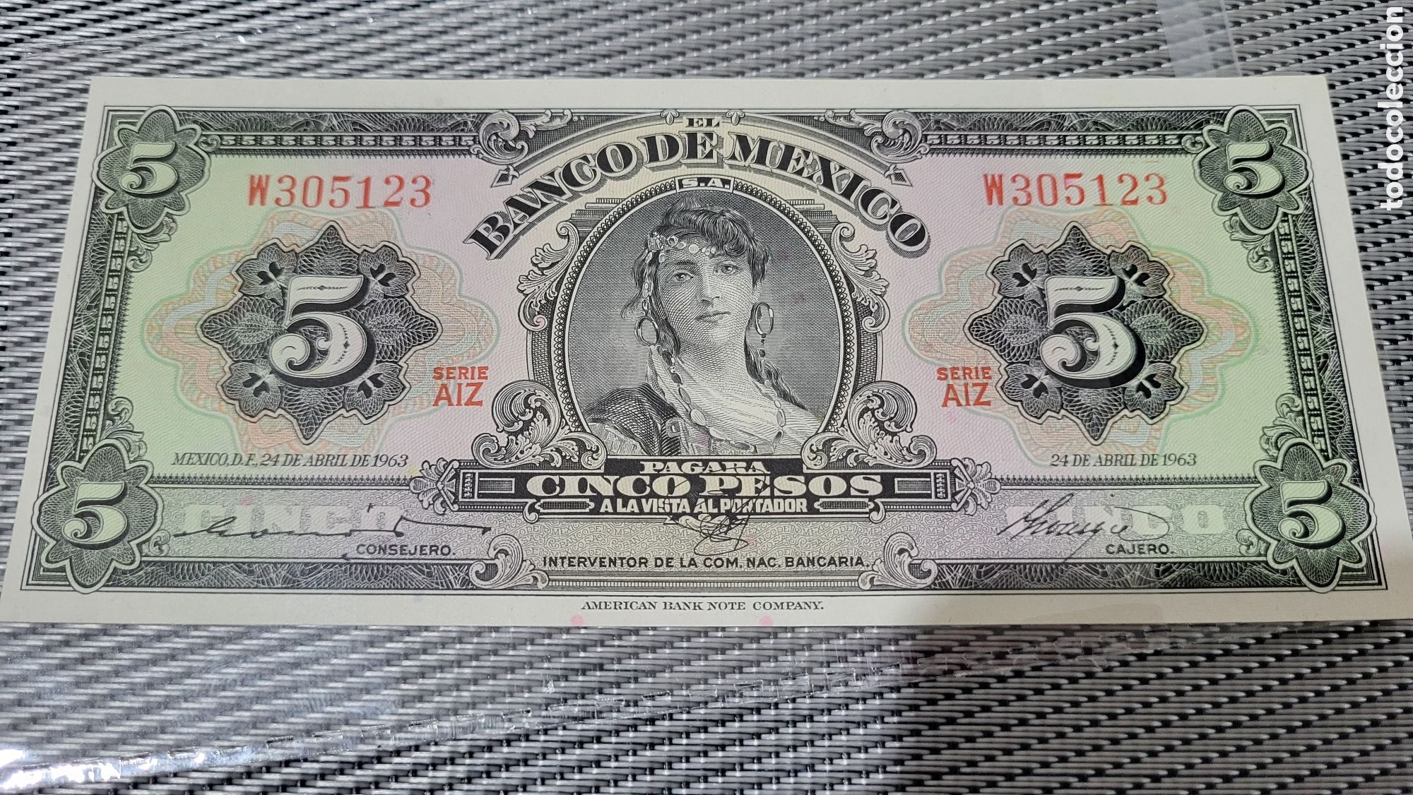 Billetes extranjeros: Billete 5 pesos M&eacute;xico - Foto 1