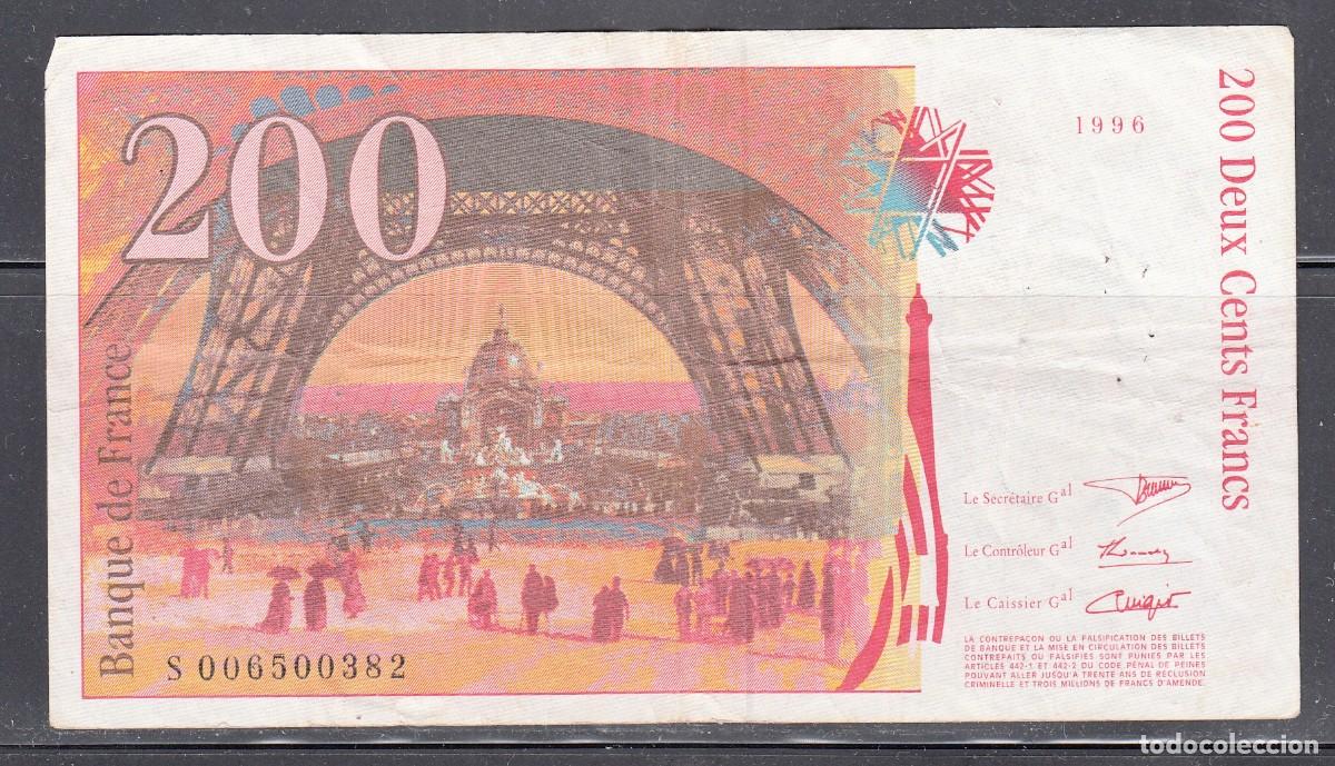Billetes extranjeros: FRANCIA - BILLETE DE 200 FRANCS DE 1996 - GUSTAVE EIFFEL - Foto 2